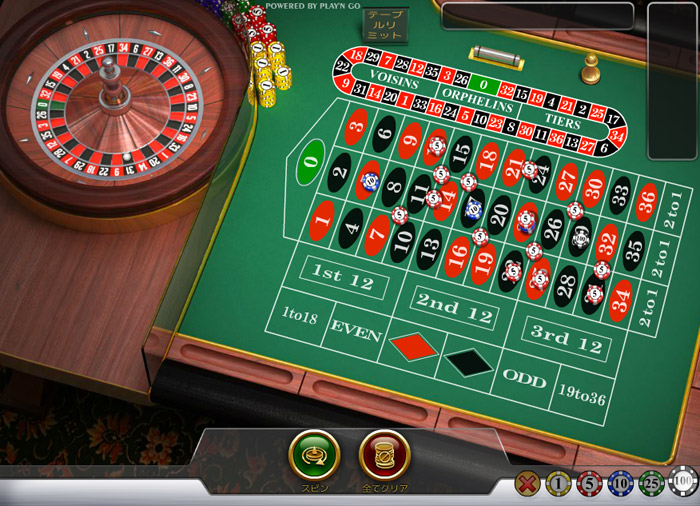オンラインカジノのルーレット画面