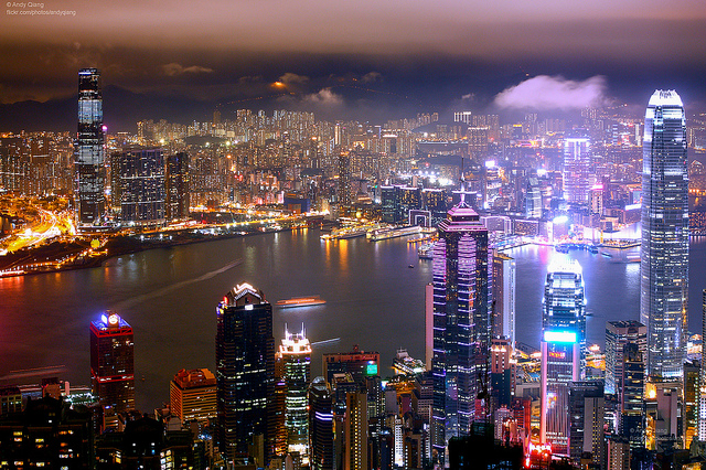 夜景が美しい香港の夜。